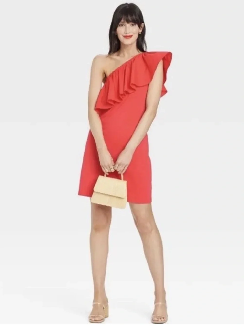 One Shoulder Ruffle Cocktail Dress - Picture 1 of 6